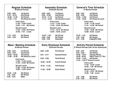 2005 – 2006 Bell Schedule