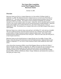 Post Storm Data Acquisition Aerial Wind Mapping Mission Hurricane Jeanne October 18, 2004  Overview