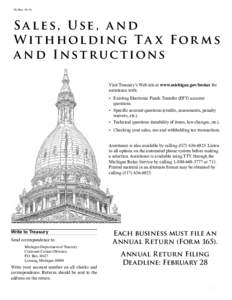 78 (Rev[removed]S a l e s , Us e , a n d Wi t hhol di ng Ta x For m s a nd I ns t ruc t ions Visit Treasury’s Web site at www.michigan.gov/bustax for