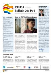 TAFISA Bulletin[removed]The Association For International Sport for All  Frankfurt/Main, Germany, January 2015