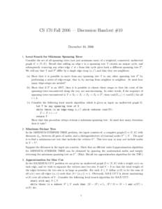 CS 170 Fall 2006 — Discussion Handout #10  December 10, 2006
