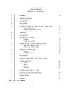 CITY OF GRIDLEY MASTER FEE SCHEDULE 1 GENERAL