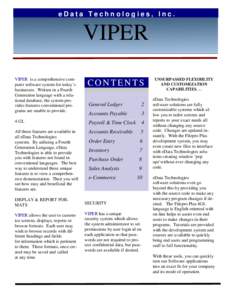 eData Technologies, Inc.  MOTOR SHOP + VIPER VIPER is a comprehensive computer software system for today’s