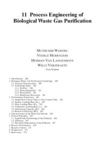 11 Process Engineering of Biological Waste Gas Purification MUTHUMBI WAWERU VEERLE HERRYGERS HERMAN VAN LANGENHOVE