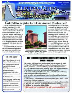 Volume XII, Issue 6 June 2012 Last Call to Register for ECA’s Annual Conference!  Last call to register for Electric