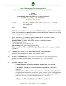 Gold Ridge Resource Conservation District 2776 Sullivan Rd – Sebastopol, CA 95472 – Phone – FaxMinutes Meeting of the GOLD RIDGE RESOURCE CONSERVATION DISTRICT