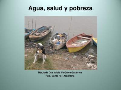 Agua, salud y pobreza.  Diputada Dra. Alicia Verónica Gutiérrez Pcia. Santa Fe - Argentina  La dimensión mundial de los problemas provocados por la