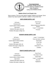 Microsoft Word - Middle School Supply Lists 2012.doc