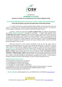 CISV INVITA A  SEMINARE IL FUTURO Domenica 12 ottobre ore 10, Agriturismo Terra e Gente, Albugnano d’Asti Per la Giornata dell’agroecologia in tutta Europa si semina a spaglio nelle aziende biologiche Anche CISV part