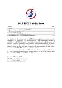 BALTEX Publications Contents page  1. Books ...................................................................................................................................... 2