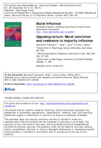 Opposing torture: Moral conviction and resistance to majority influence