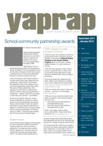 yaprap youth issues & youth work School-community partnership awards by National Australia Bank National awards program,