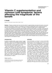Medical Hypotheses[removed]), [removed] © 1999 Harcourt Brace & Co. Ltd Article No. mehy[removed]Vitamin C supplementation and common cold symptoms: factors