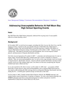 Addressing Unacceptable Behavior at Half Moon Bay High School Sporting Events