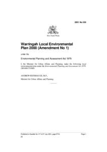 2001 No 595  New South Wales Warringah Local Environmental Plan[removed]Amendment No 1)