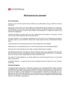 Bill Payment Service Agreement  Service Definitions 