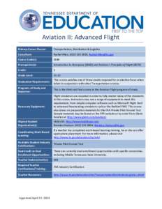 Aviation II: Advanced Flight Primary Career Cluster: Transportation, Distribution & Logistics  Consultant: