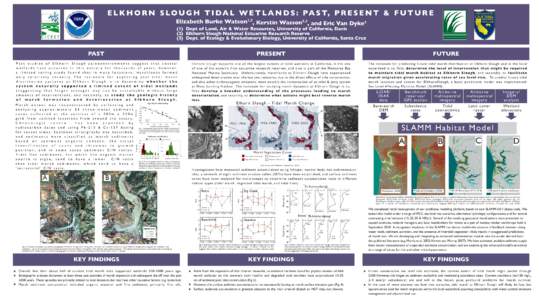 E L K H O R N S LO U G H T I D A L W E T L A N D S : PA S T, P R E S E N T & F U T U R E Elizabeth Burke Watson1,2, Kerstin Wasson2,3, and Eric Van Dyke2 (1) Dept of Land, Air & Water Resources, University of California,