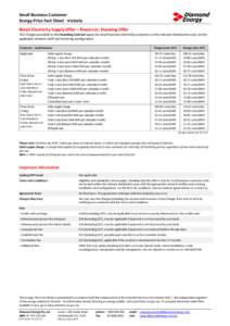 Small Business Customer Energy Price Fact Sheet - Victoria Retail Electricity Supply Offer – Powercor, Standing Offer The Charges provided in this Standing Contract apply for small business electricity customers in the