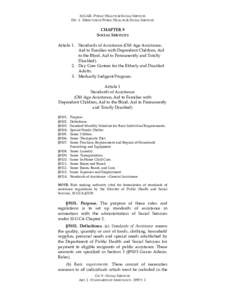 26 GAR - PUBLIC HEALTH & SOCIAL SERVICES DIV. 1 - DIRECTOR OF PUBLIC HEALTH & SOCIAL SERVICES CHAPTER 9 SOCIAL SERVICES Article 1. Standards of Assistance (Old Age Assistance,