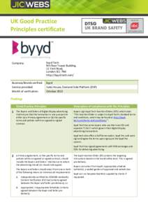 UK Good Practice Principles certificate Company:  byyd Tech