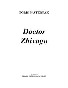 BORIS PASTERNAK  Doctor Zhivago  A SIGNET BOOK