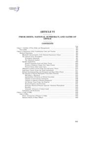 ARTICLE VI PRIOR DEBTS, NATIONAL SUPREMACY, AND OATHS OF OFFICE CONTENTS Page