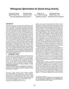 Willingness Optimization for Social Group Activity Hong-Han Shuai De-Nian Yang  Philip S. Yu