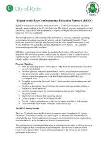 Microsoft Word - REPORT ON RYDE ENVIRONMENTAL EDUCATIONAL NETWORK Report Final.doc