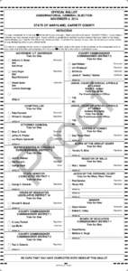 OFFICIAL BALLOT GUBERNATORIAL GENERAL ELECTION NOVEMBER 4, 2014 STATE OF MARYLAND, GARRETT COUNTY INSTRUCTIONS To vote, completely fill in the oval