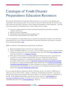 Catalogue of Youth Disaster Preparedness Education Resources