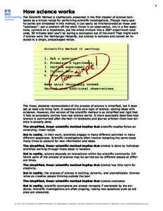 1  How science works The Scientific Method is traditionally presented in the first chapter of science textbooks as a simple recipe for performing scientific investigations. Though many useful points are embodied in this 