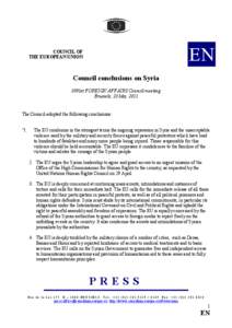 EN  COUNCIL OF THE EUROPEAN UNION  Council conclusions on Syria
