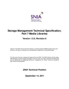 Storage Management Technical Specification, Part 8 Media Libraries