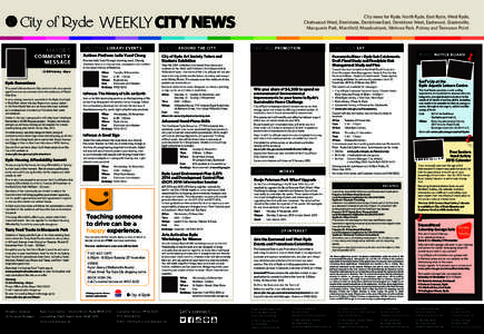 WEEKLY City News MAYOR’S COMMUNITY MESSAGE  UPCOMING LIBRARY EVENTS