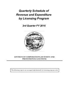 Quarterly Schedule of Revenue and Expenditure by Licensing Program 3rd Quarter FYDIVISION OF CORPORATIONS, BUSINESS AND