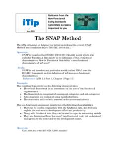 iTip  Guidance from the Non-Functional Sizing Standards Committee on topics