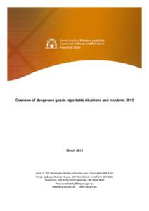 Overview of dangerous goods incident reports 2012