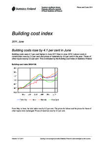 Prices and Costs[removed]Building cost index 2011, June  Building costs rose by 4.1 per cent in June