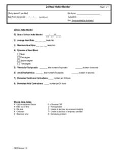 24-Hour Holter Monitor  Page 1 of 1 [Study Name/ID pre-filled]