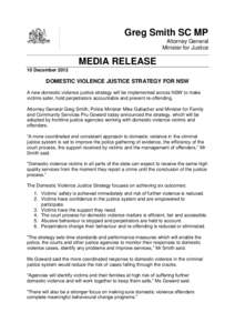 Greg Smith SC MP Attorney General Minister for Justice MEDIA RELEASE 10 December 2012