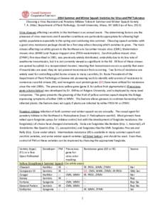 _Summer and Winter Squash Varieties for Virus and PM Tolerance Choosing a Virus Resistant and Powdery Mildew Tolerant Summer and Winter Squash Variety T. A. Zitter, Department of Plant Pathology, Cornell Universit