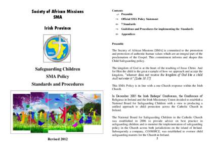Society of African Missions SMA Irish Province Contents Preamble
