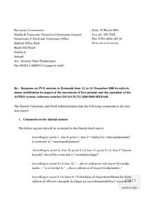 European Commission Health & Consumer Protection Directorate-General Directorate F- Food and Veterinary Office Belfield Office Park Beach Hill Road Dublin 4