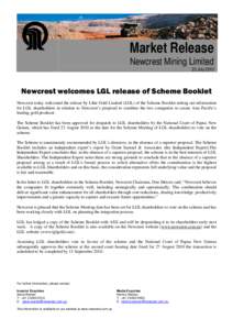 Microsoft Word - FINAL Newcrest welcomes Lihir Gold release of Scheme Bookletdoc