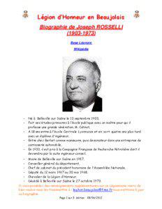 Légion d’Honneur en Beaujolais Biographie de Joseph ROSSELLI[removed])