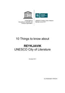 10 things to know about Reykjavik, UNESCO City of Literature; 2011