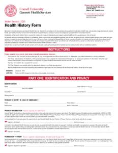 Please return this form to: Gannett Health Services 110 Ho Plaza Ithaca, NY[removed]For information or assistance: [removed]