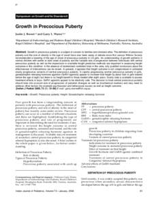 81  Symposium on Growth and Its Disorders-II Growth in Precocious Puberty Justin J. Brown1,2 and Garry L. Warne1,2,3