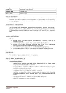 Policy Title:  Chemical Risks Control Effective Date: